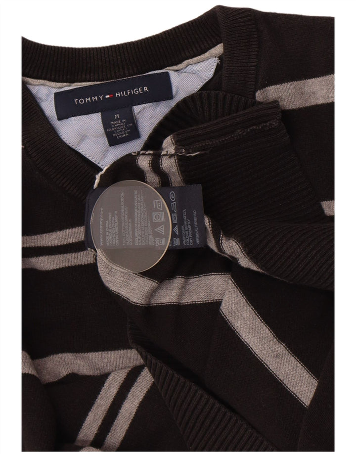 Tommy Hilfiger Herre V-hals sweater Medium Sort Stribet Bomuld