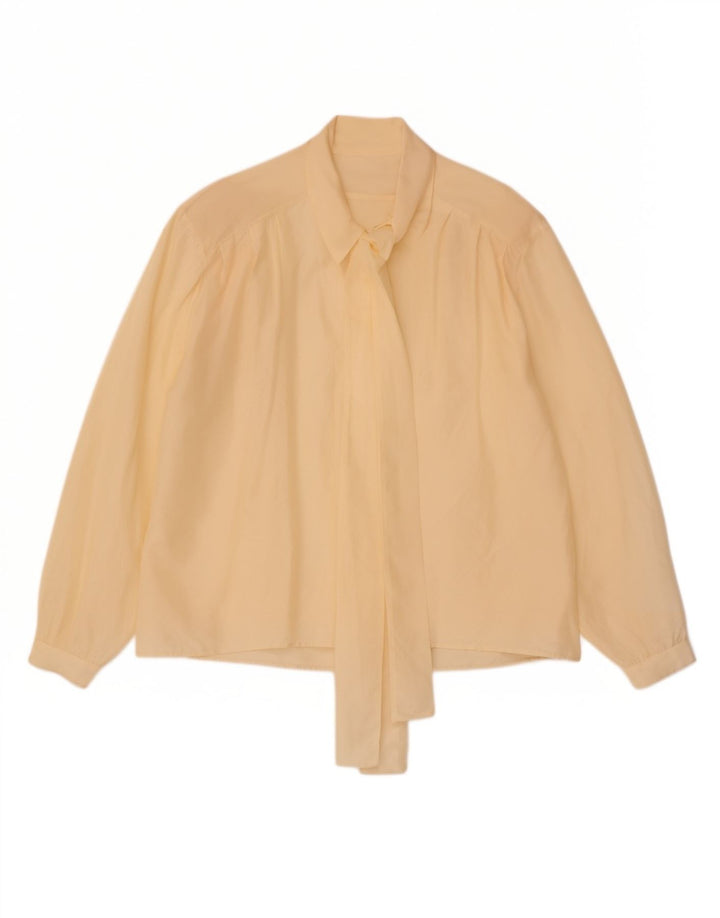Vintage Dame Front Tie Shirt Bluse UK 18 XL Beige