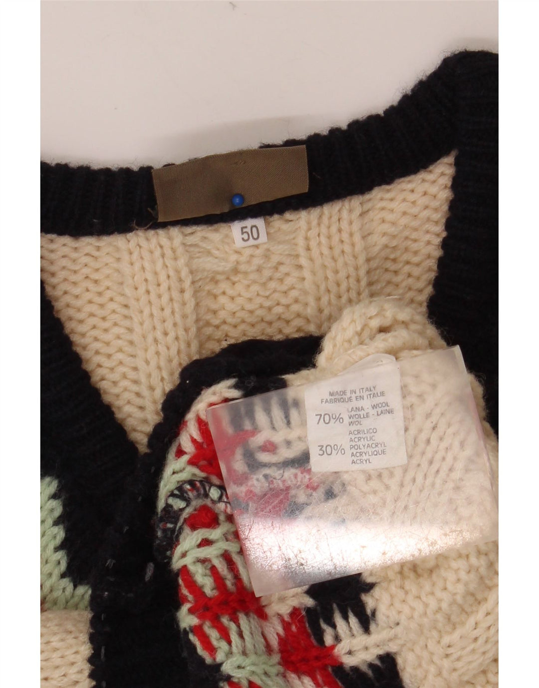 SEVRES Herre V-hals sweater IT 50 Medium Beige Fair Isle Wool