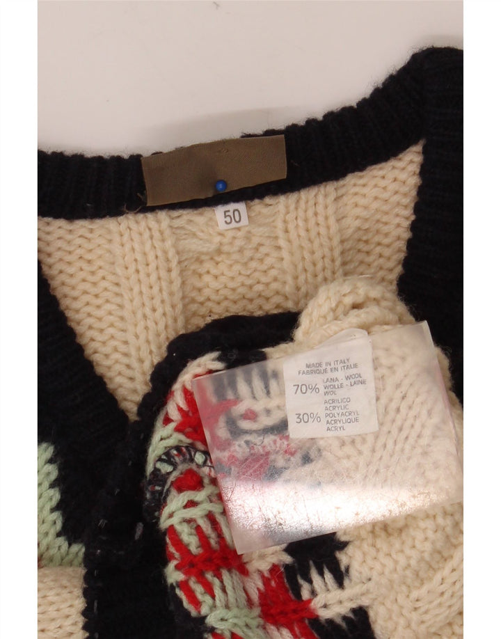 SEVRES Herre V-hals sweater IT 50 Medium Beige Fair Isle Wool