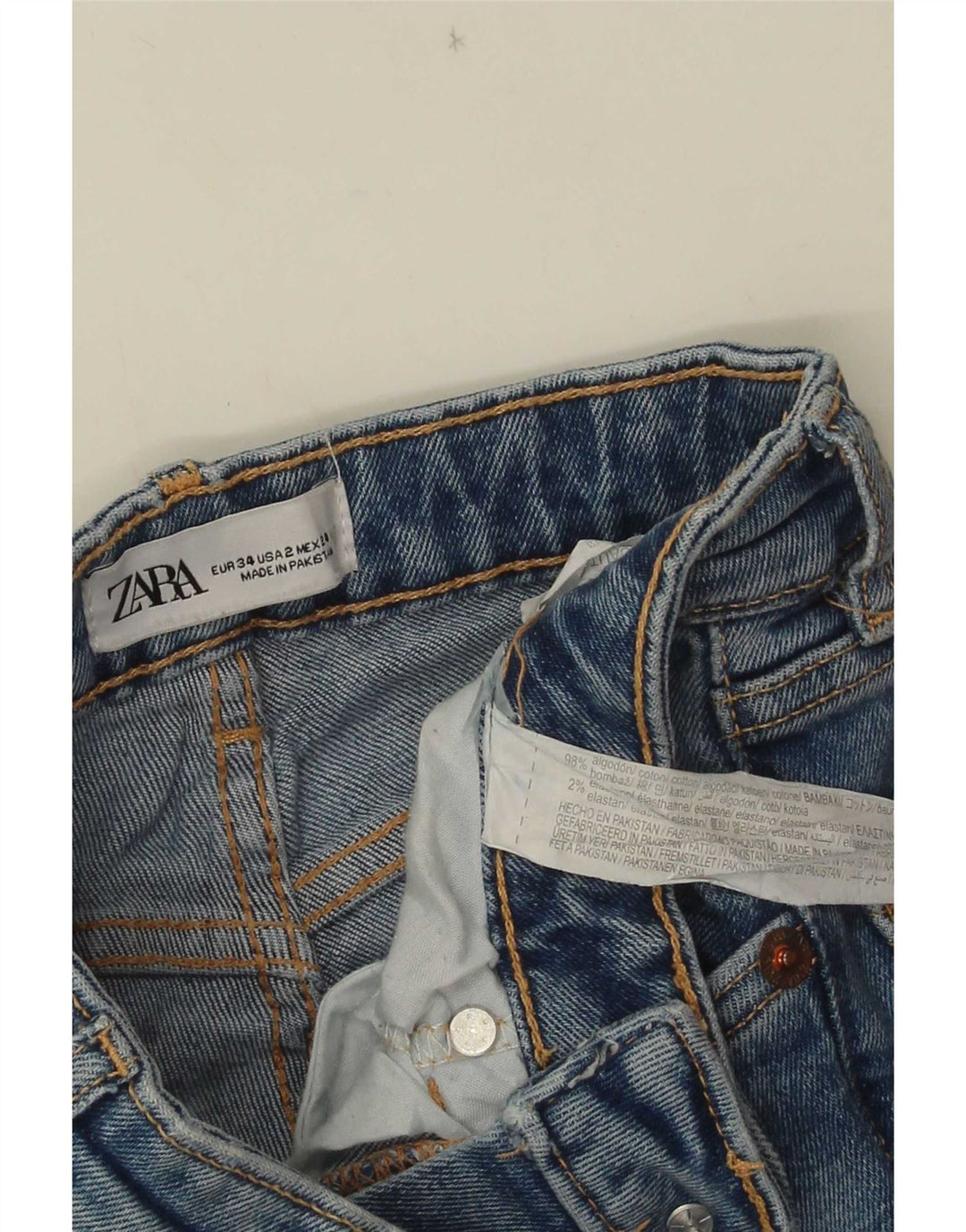Zara Dame Flared Jeans EU 34 2XS W24 L30 Blå Bomuld