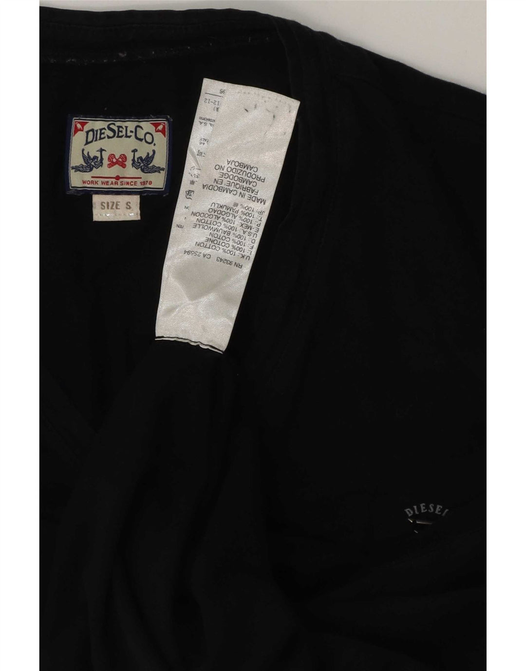 Diesel Herre T-Shirt Top Lille Sort Bomuld