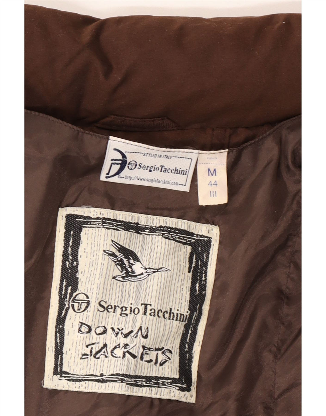 Sergio Tacchini Dame Loose Fit Polstret Jakke UK 14 Medium Brun Polyamid