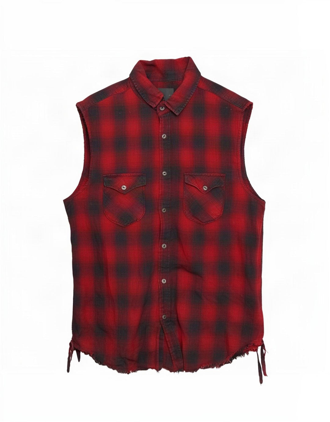 Zara Herre Ærmeløs Regular Fit Flanelskjorte Medium rød ternet