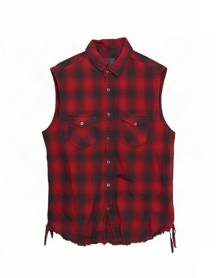 Zara Herre Ærmeløs Regular Fit Flanelskjorte Medium rød ternet