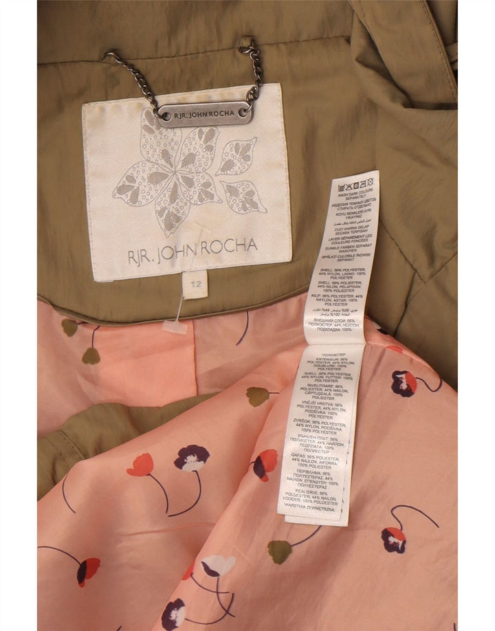 John Rocha Dame Hooded Parka Jacket UK 12 Medium Khaki Polyester