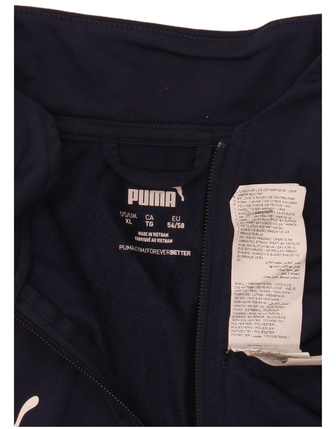 Puma Herre Zip Neck Pullover Træningsdragt Top XL Navy Blue Polyester