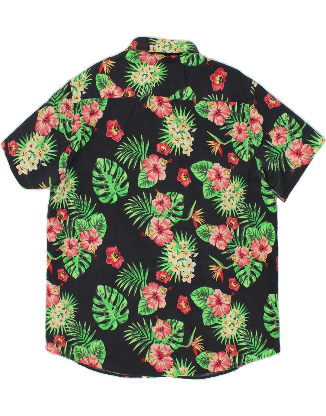 IDENTIC Mens Short Sleeve Shirt 2XL Black Floral Polyester Vintage Identic and Second-Hand Identic from Messina Hembry 