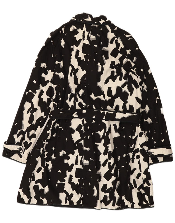 HOBBS Dame Abstrakt Mønster Vendbar Overfrakke UK 16 Large Black