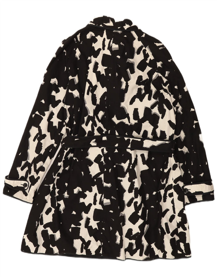 HOBBS Dame Abstrakt Mønster Vendbar Overfrakke UK 16 Large Black