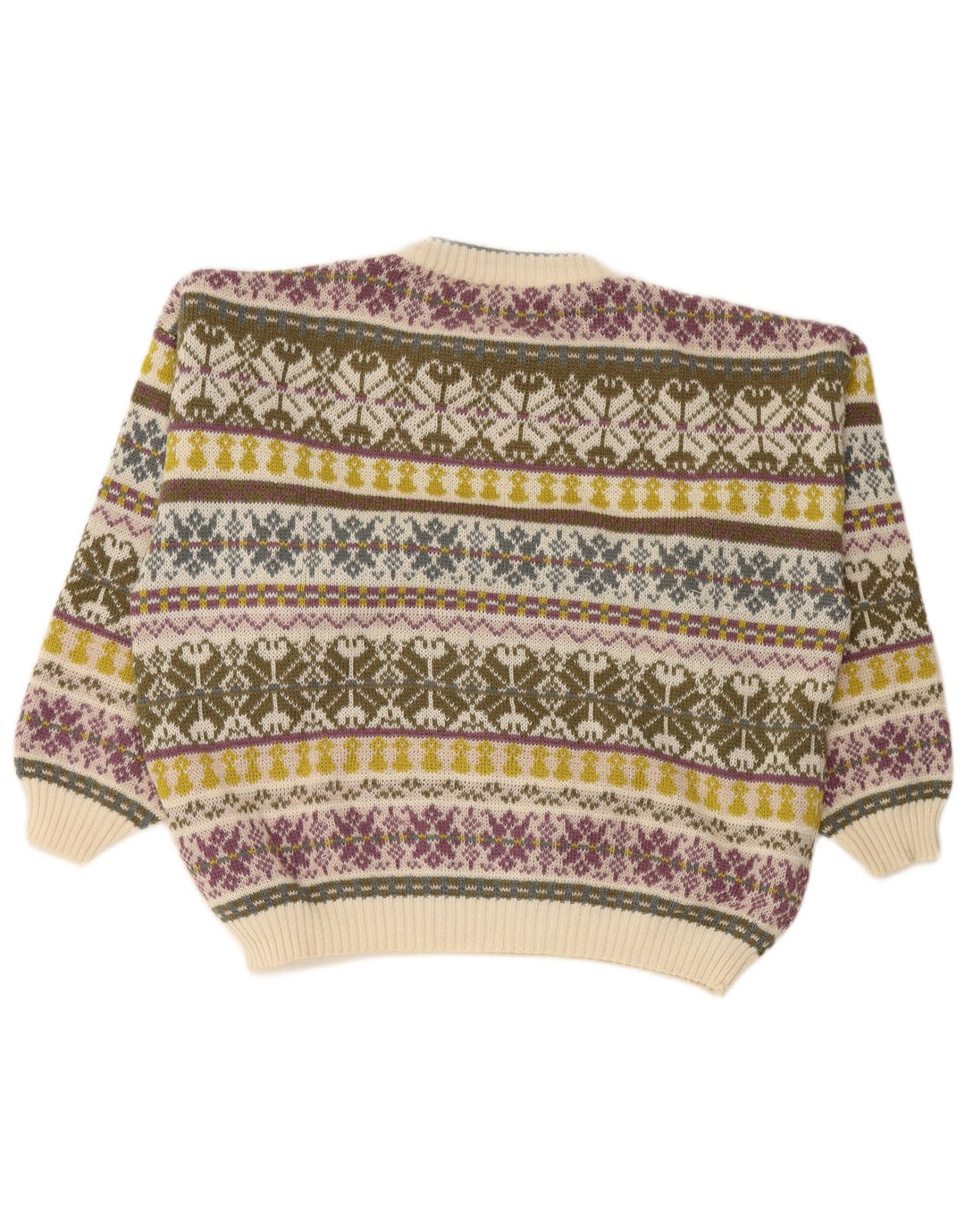 VINTAGE Herre sweater med rund hals XL flerfarvet Fair Isle