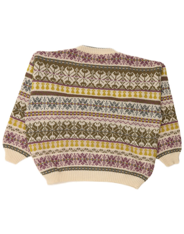 VINTAGE Herre sweater med rund hals XL flerfarvet Fair Isle