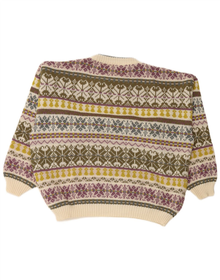 VINTAGE Herre sweater med rund hals XL flerfarvet Fair Isle