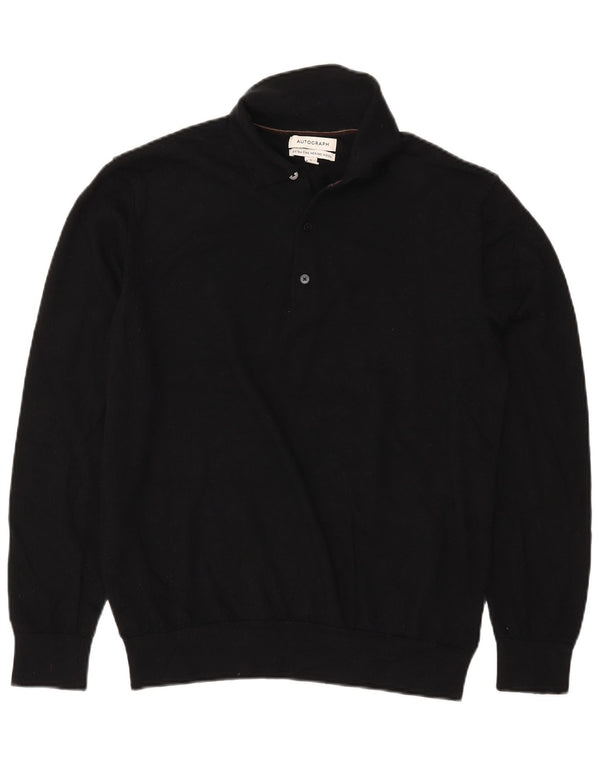 Marks & Spencer Herre Autograph Polo Neck Jumper Sweater Stor Sort