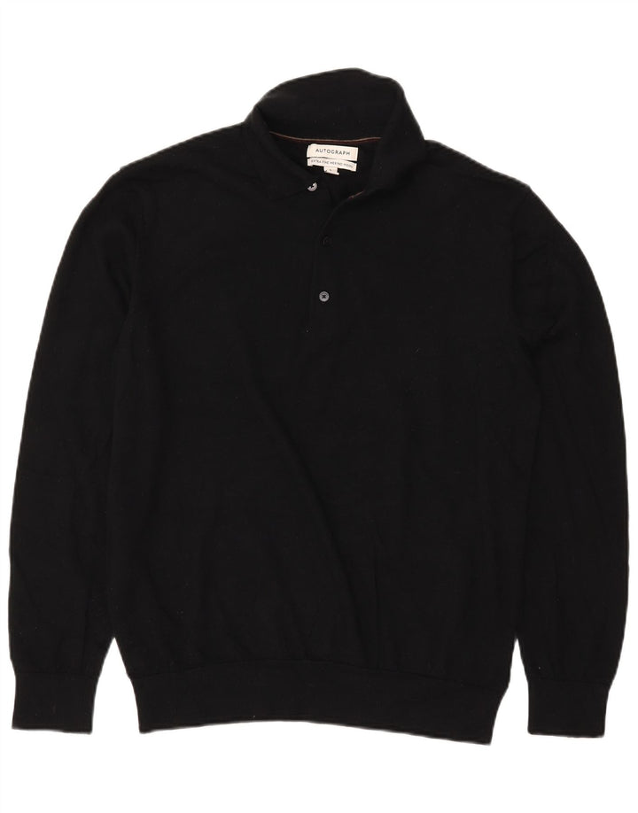 Marks & Spencer Herre Autograph Polo Neck Jumper Sweater Stor Sort