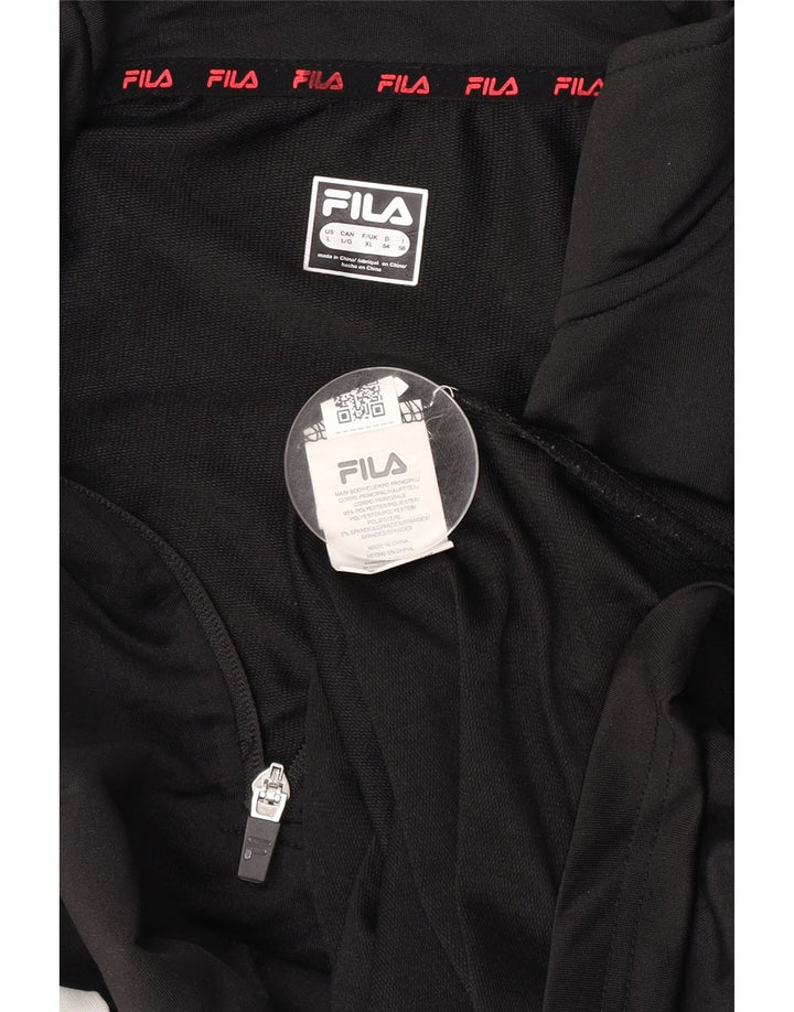 FILA Herre Zip Neck Pullover Træningsdragt Top XL Sort Colourblock Polyester