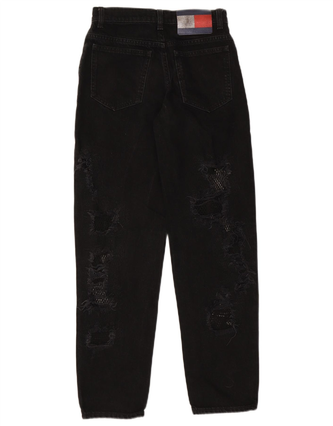 TOMMY HILFIGER Dame Distressed Tapered Jeans US 2 XS W25 L26 Sort