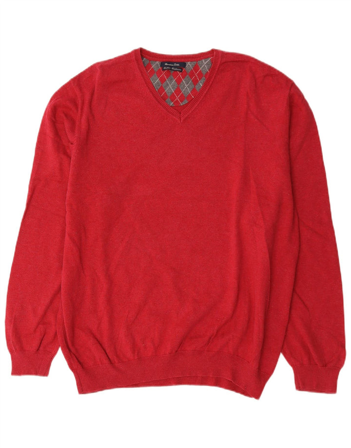 Massimo Dutti Herre V-hals sweater XL Rød Bomuld