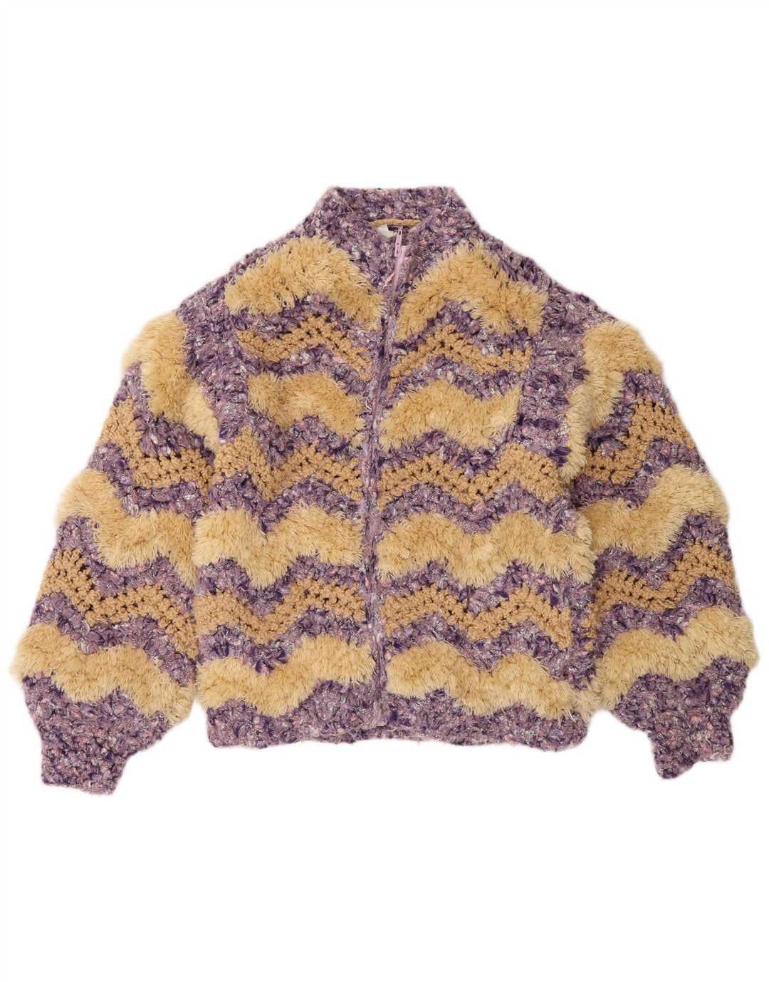 C&A Dame cardigan sweater med fuld lynlås UK 14 Medium Flerfarvet Chevron
