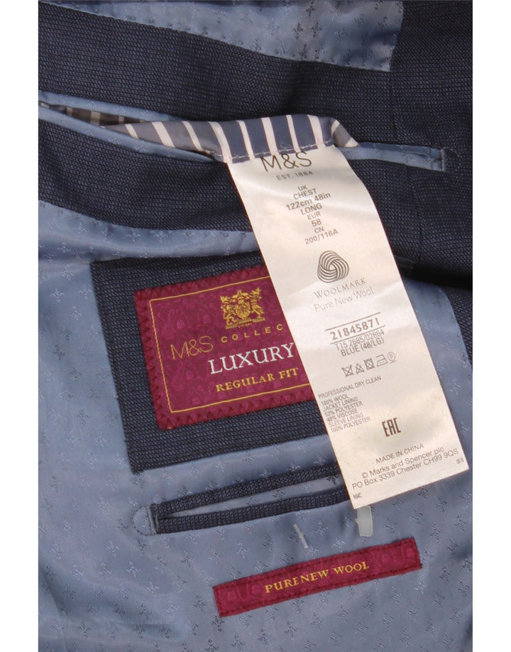 Marks & Spencer Herre 2-knaps Regular Fit Blazer-jakke UK 48 2XL Navy Blue