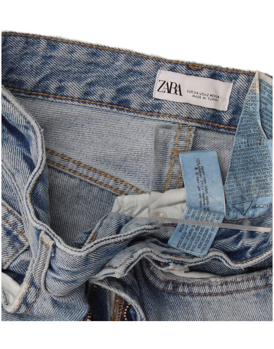 Zara Dame Bootcut Jeans EU 34 2XS W24 L33 Blå Bomuld