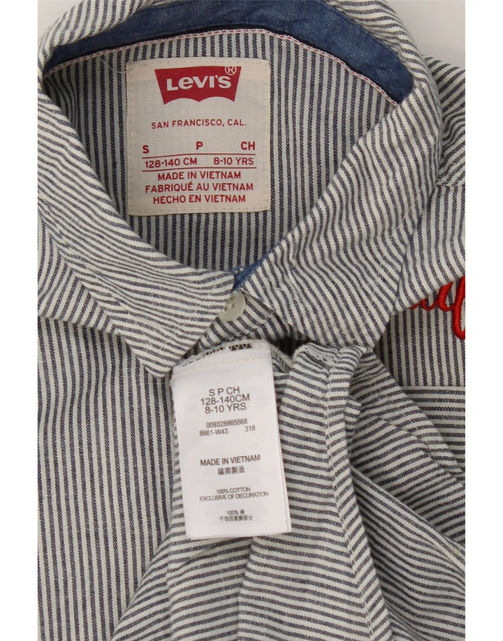 LEVI'S Boys Graphic Shirt 8-9 Years Small Grey Pinstripe Cotton Vintage Levi's and Second-Hand Levi's from Messina Hembry 