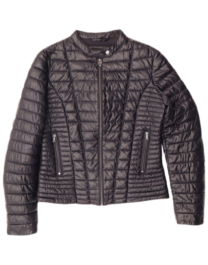 GUESS polstret jakke til kvinder UK 14 Medium Marineblå polyurethan