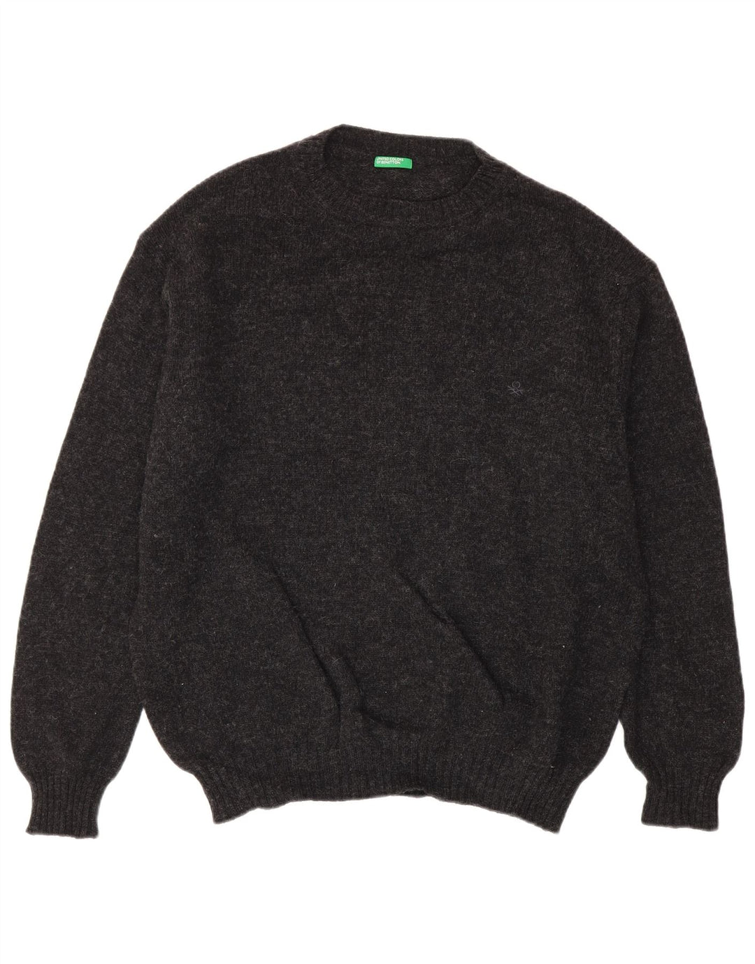 Benetton Herre sweater med rund hals XL Grå Flecked