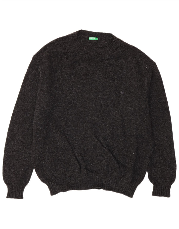 Benetton Herre sweater med rund hals XL Grå Flecked