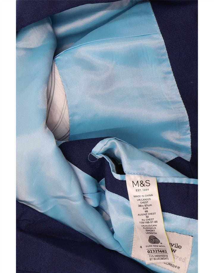 Marks & Spencer Herre 2-knaps blazerjakke UK 38 Medium Blue Wool