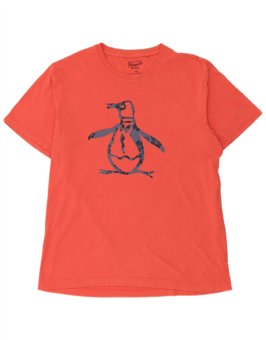 Penguin Herre Grafisk T-Shirt Top Stor Orange Bomuld