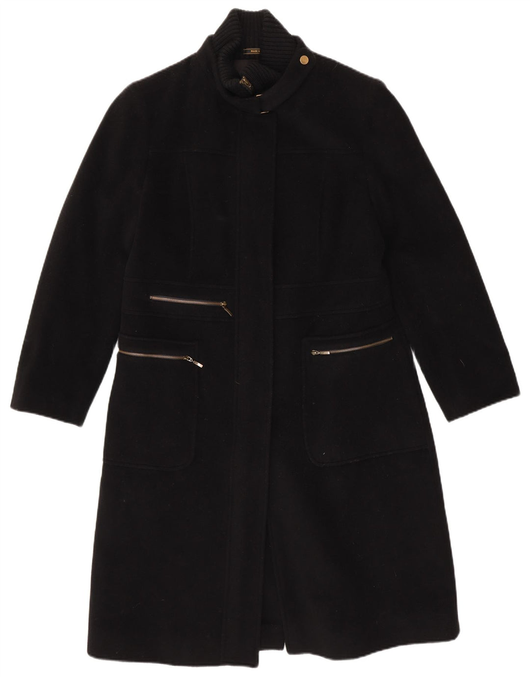 Vintage overfrakke til kvinder UK 14 Medium Black Virgin Wool