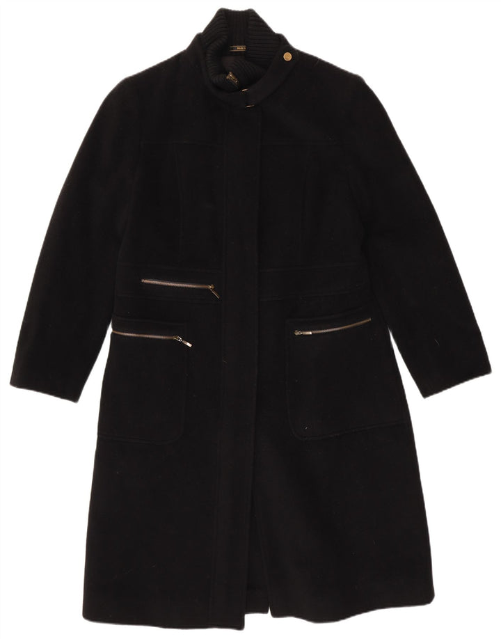 Vintage overfrakke til kvinder UK 14 Medium Black Virgin Wool