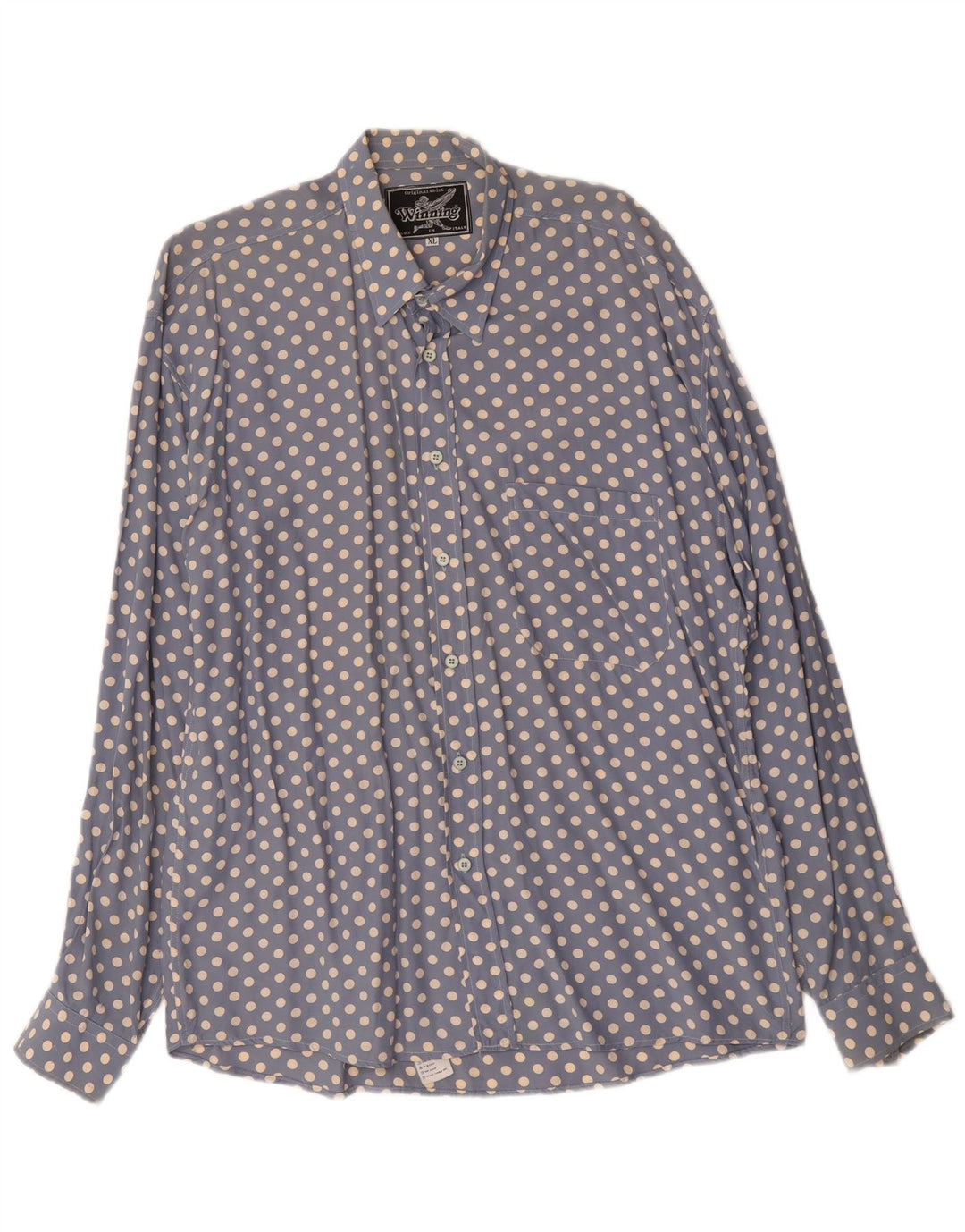 Vintage herreskjorte XL Blå Polka Dot Viscose