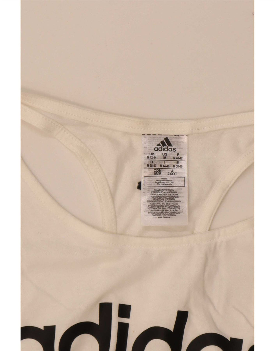 Adidas Dame Grafisk Vest Top UK 12/14 Medium White Bomuld