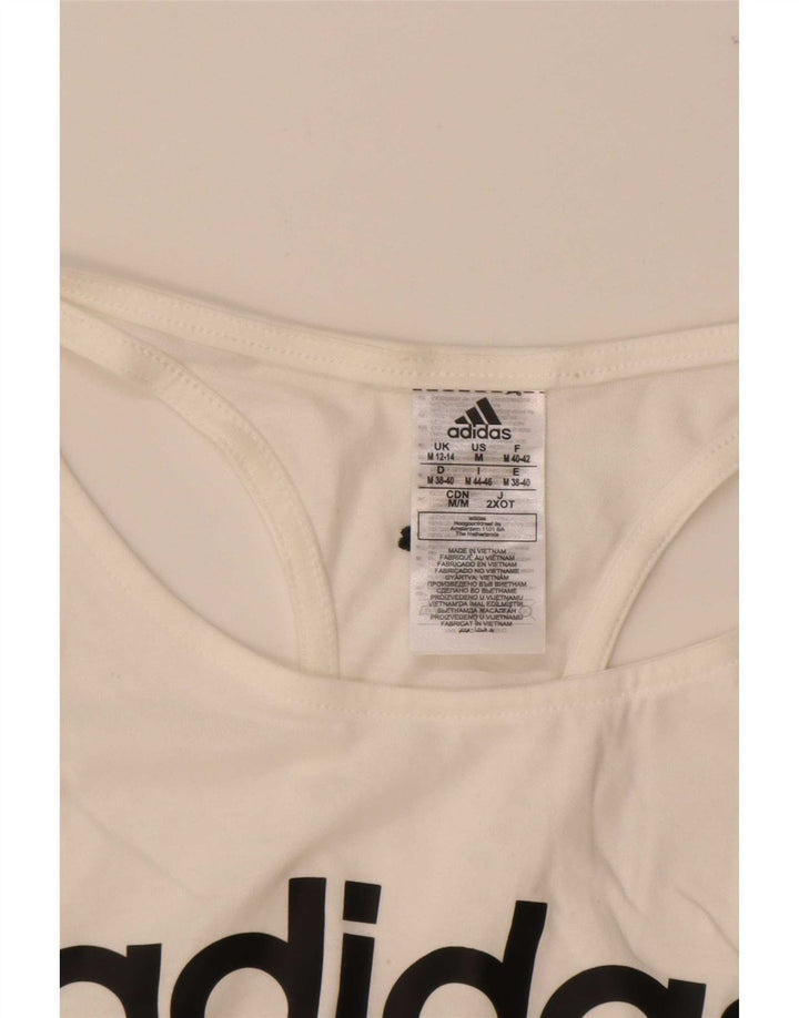 Adidas Dame Grafisk Vest Top UK 12/14 Medium White Bomuld