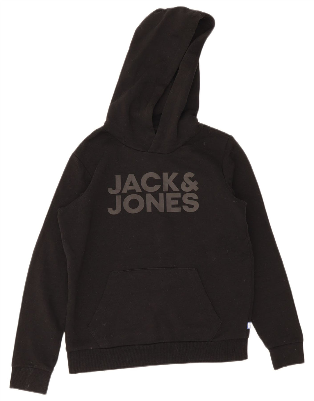 Jack & Jones Grafisk hættetrøje til drenge 15-16 år Medium Sort Polyester