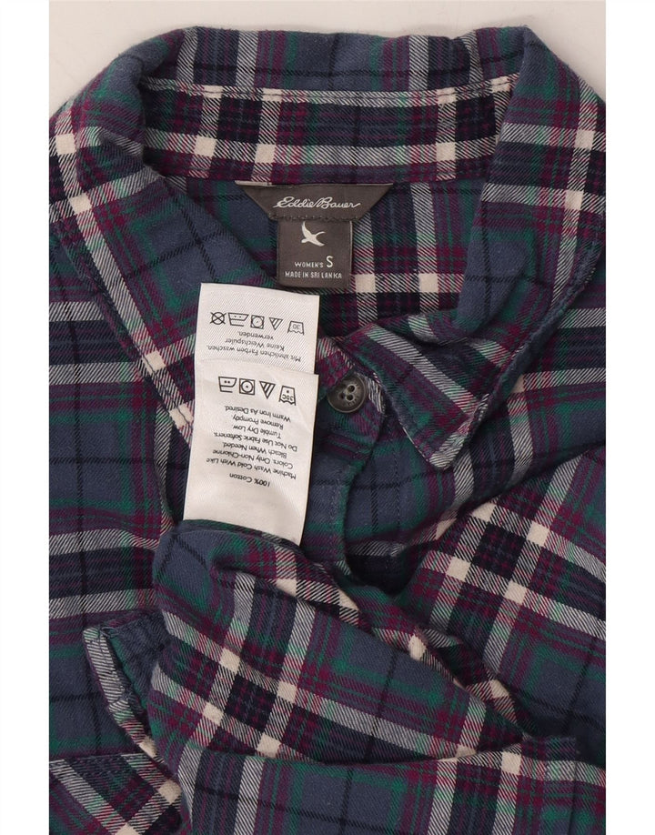 EDDIE BAUER Womens Flannel Shirt UK 10 Small Blue Check Cotton Vintage Eddie Bauer and Second-Hand Eddie Bauer from Messina Hembry 