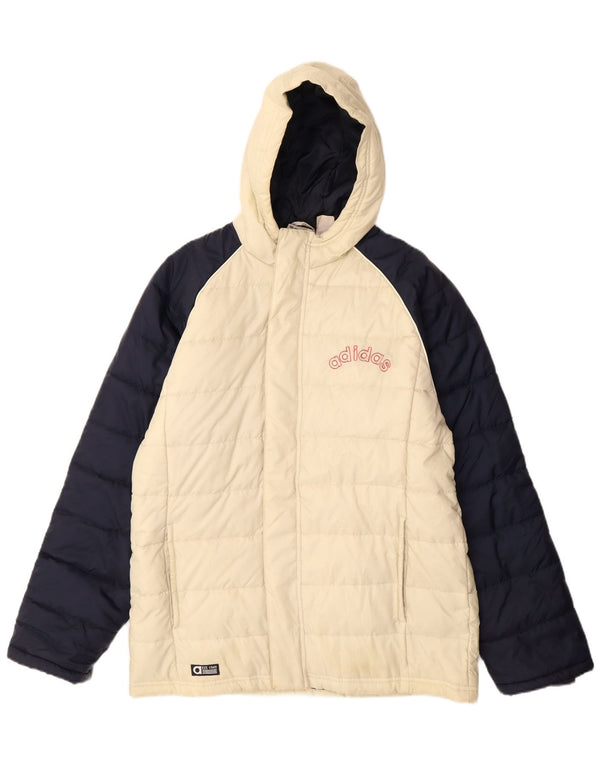 Adidas drenge grafisk polstret hættejakke 15-16 år hvid farveblok