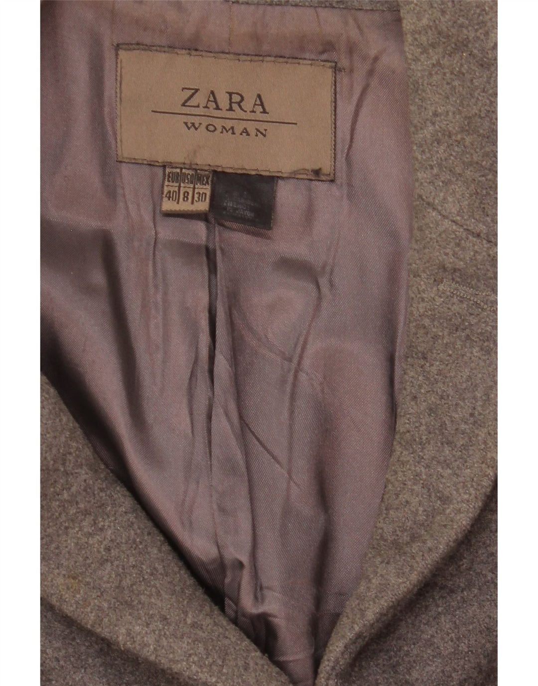 Zara Dame Overfrakke EU 40 Mellemgrå