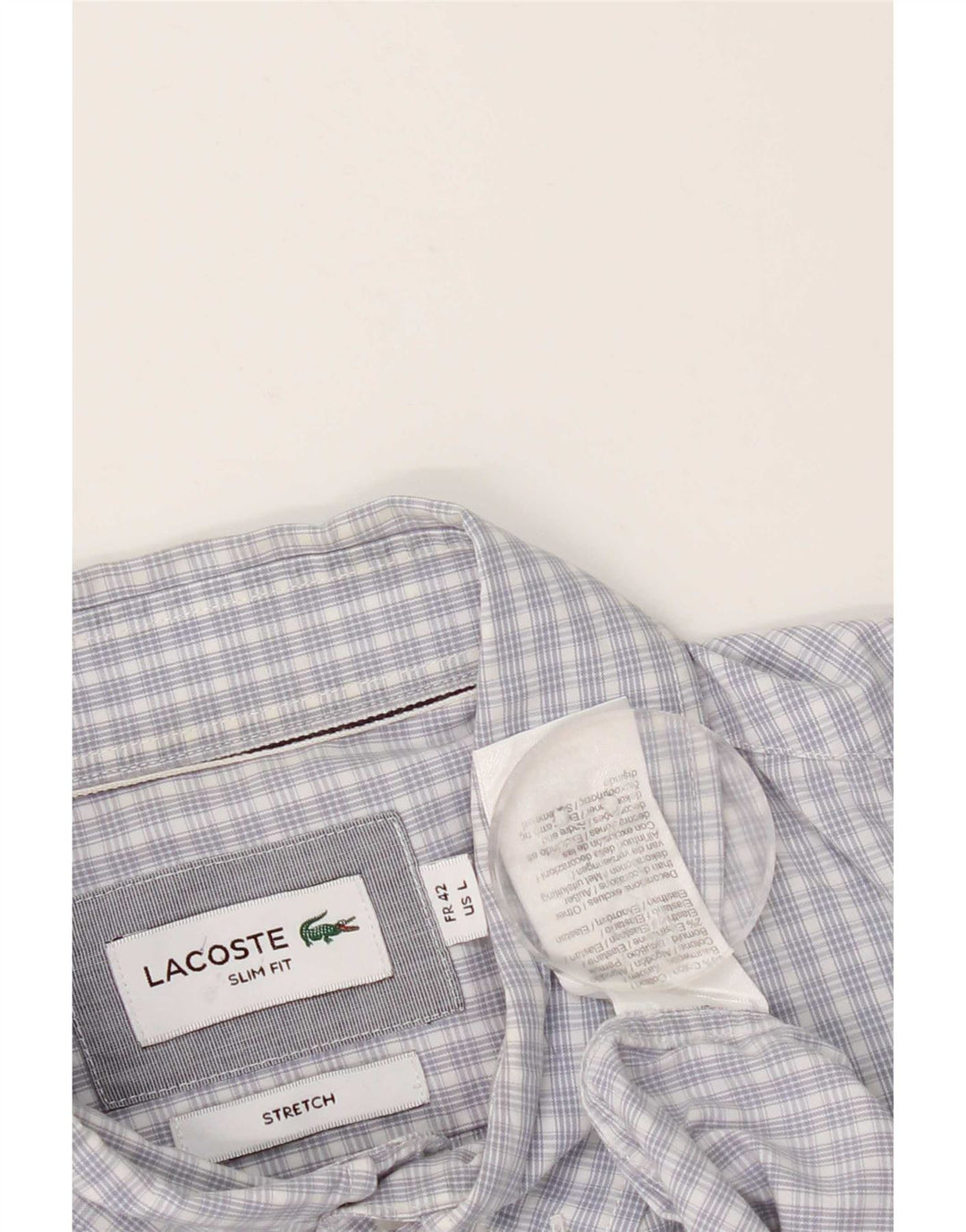 Lacoste Herre Slim Fit skjorte størrelse 42 Large Blue Gingham Cotton