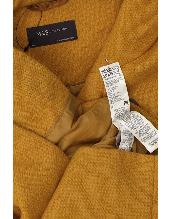 Marks & Spencer Dame Hooded Duffel Coat UK 20 2XL Gul Polyester