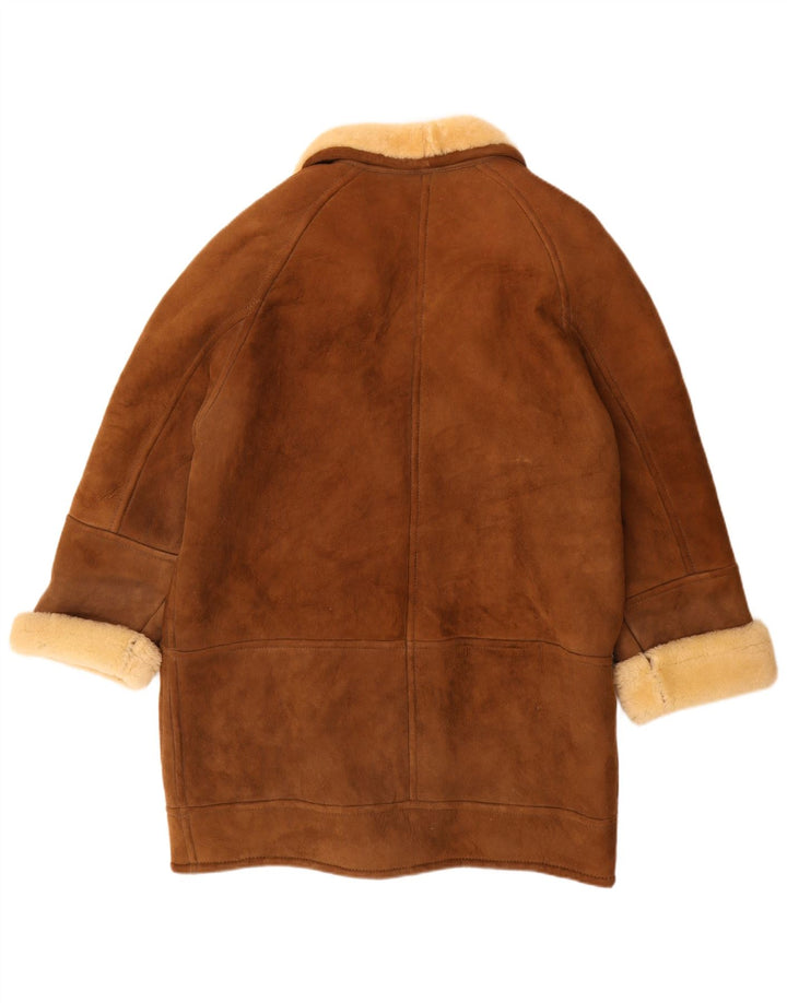Prisma Dame Oversized Shearling Coat EU 44 XL Brunt Læder