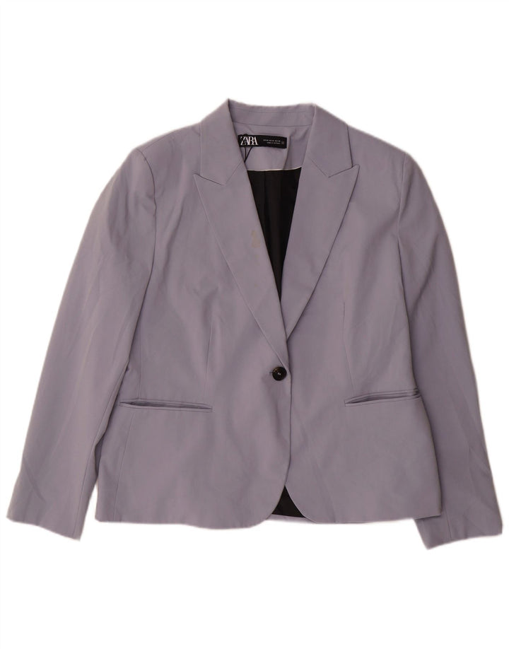 Zara Dame 1 Knap Blazer Jakke EU 46 2XL Lilla Polyester