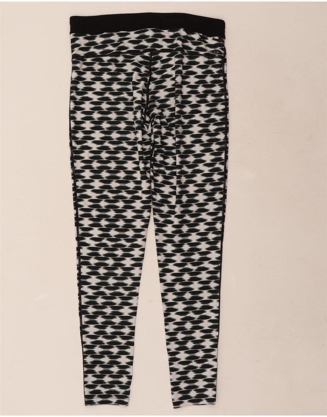Nike Dame Dri Fit Leggings Large Sort Geometrisk Polyester