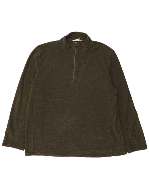 Mountain Warehouse Mens Zip Neck Fleece Jumper 2XL Khaki Pinstripe