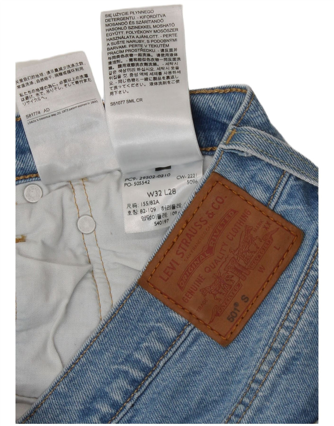 Levi's Dame 501 Distressed Straight Jeans W32 L28 Blå Bomuld