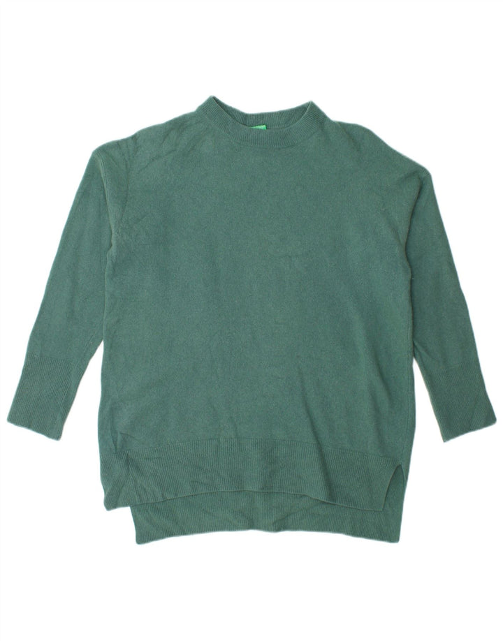 Benetton Dame Oversized Crew Neck Jumper Sweater UK 10 Small Green