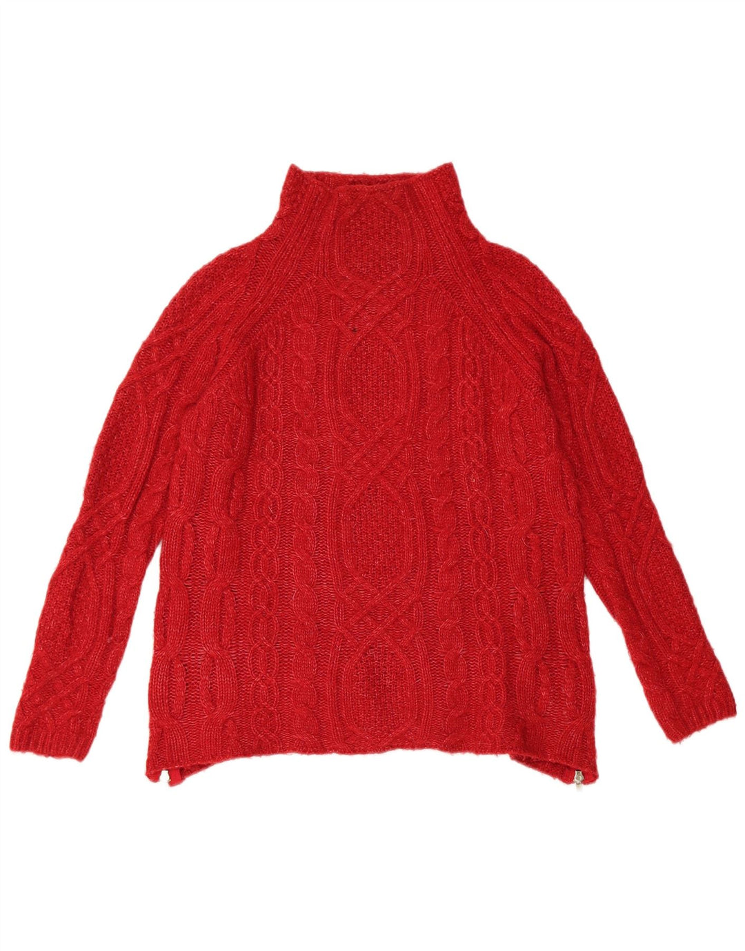 Zara Dame Turtle Neck Jumper Sweater UK 10 Lille Rød Akryl