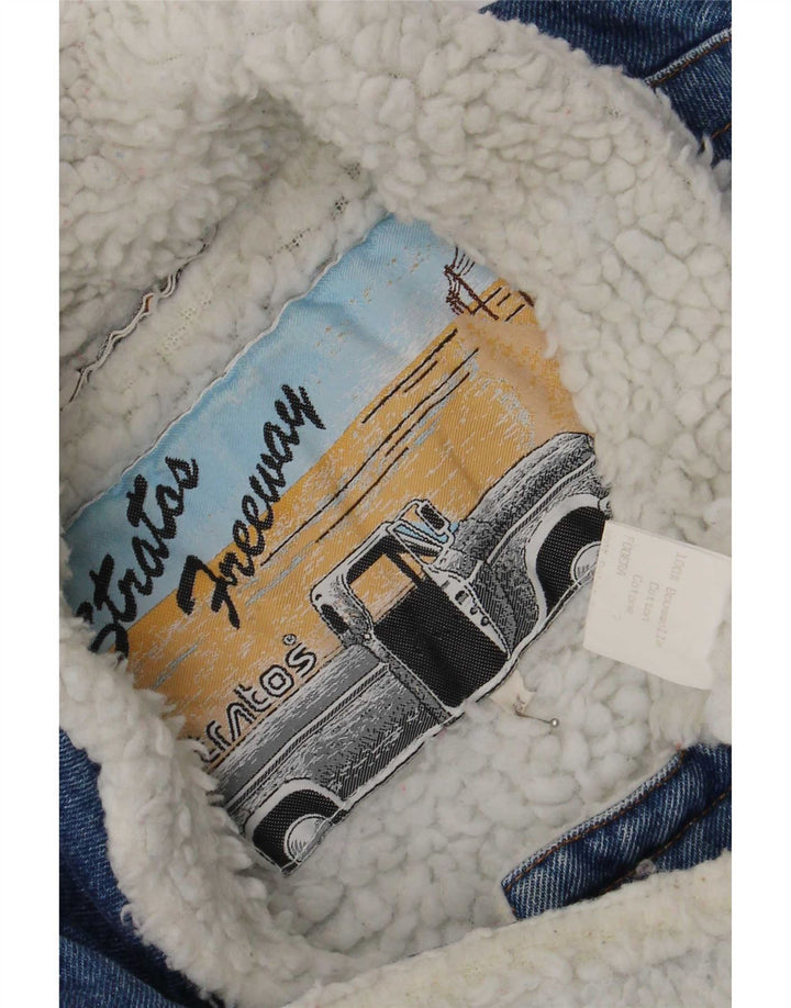 Stratos Herre Sherpa denimjakke UK 38 Medium Blue Cotton Retro